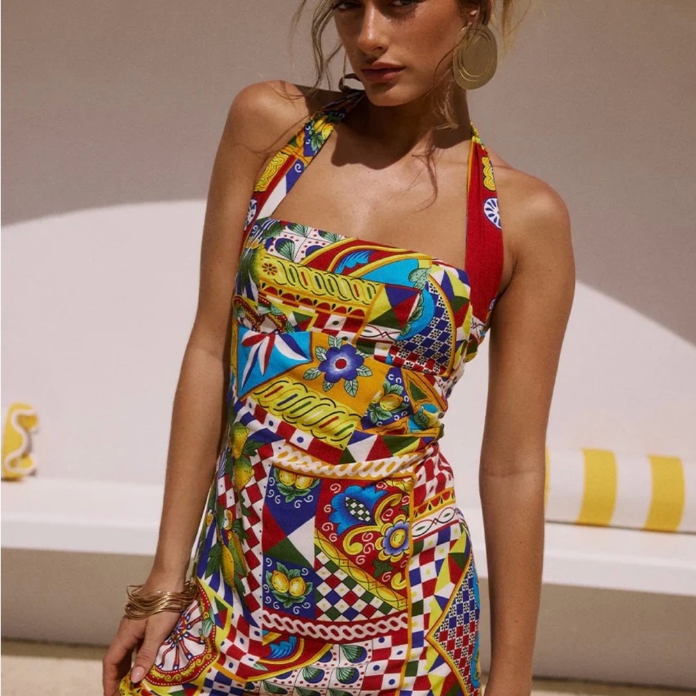 Colorful Halter Mini Dress